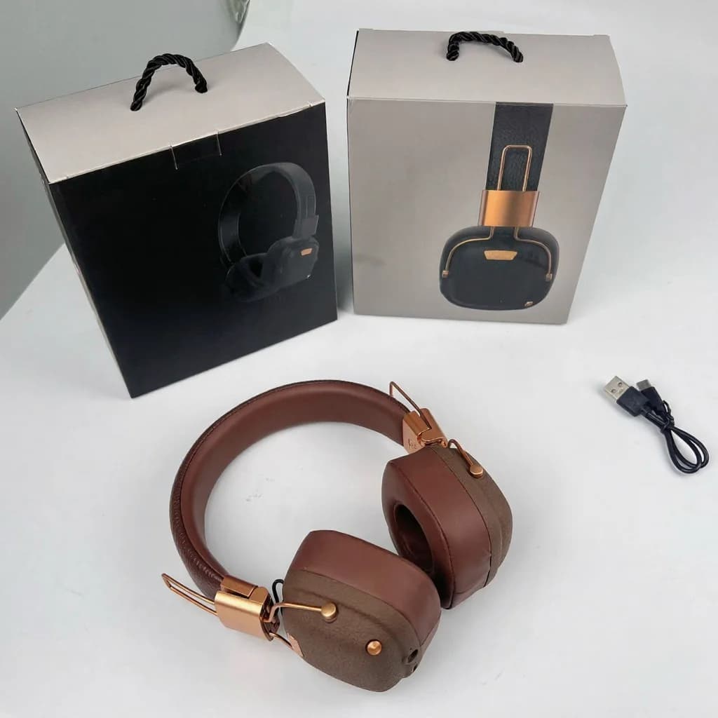 Retro bezdrátová sluchátka přes uši s Bluetooth a režimy EQ zvuku