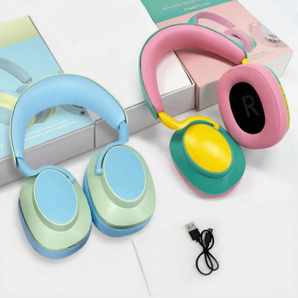 Bezdrátová sluchátka přes uši s Bluetooth, mikrofonem, FM rádiem a Type-C