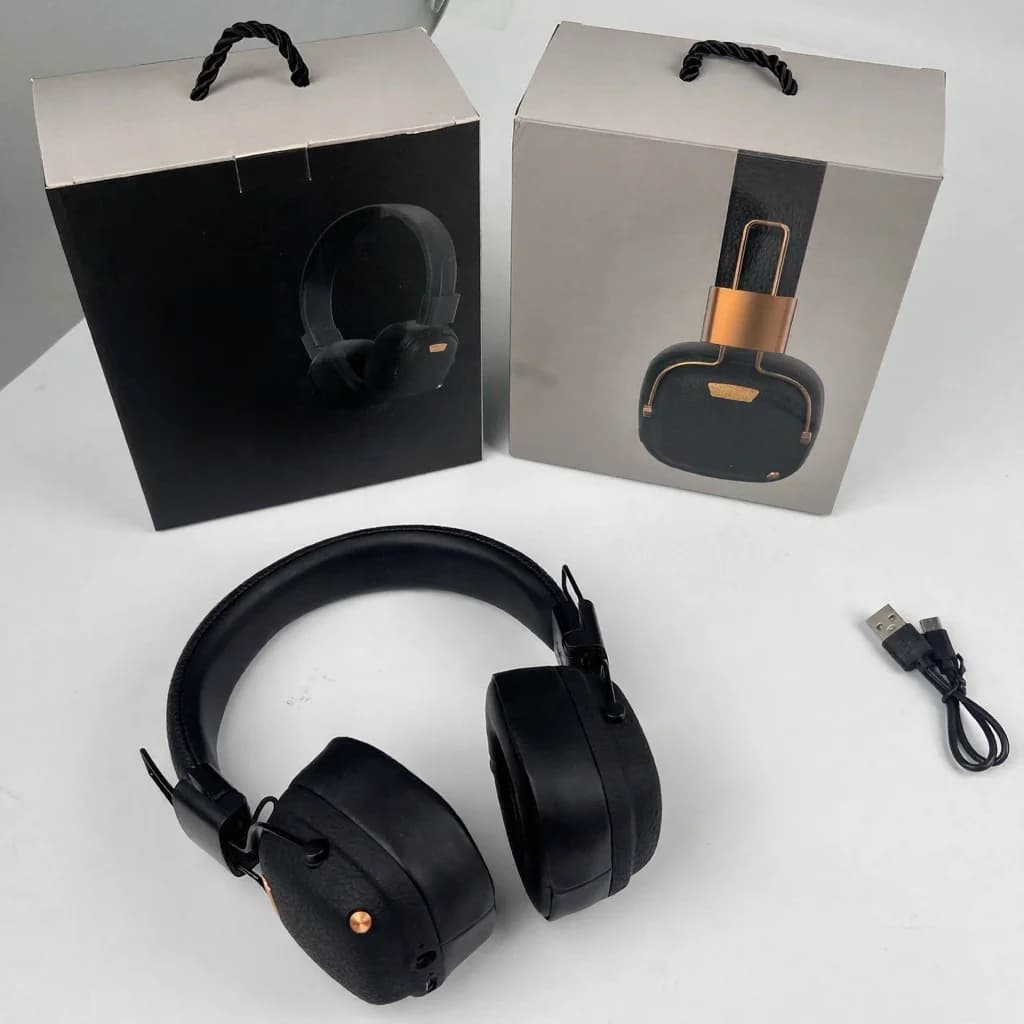 Retro náhlavní Bluetooth sluchátka s EQ režimy a skládacím designem