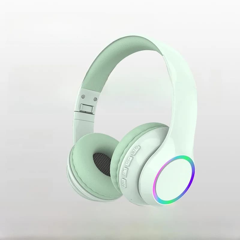 Bezdrátová Bluetooth sluchátka přes uši s LED osvětlením a mikrofonem