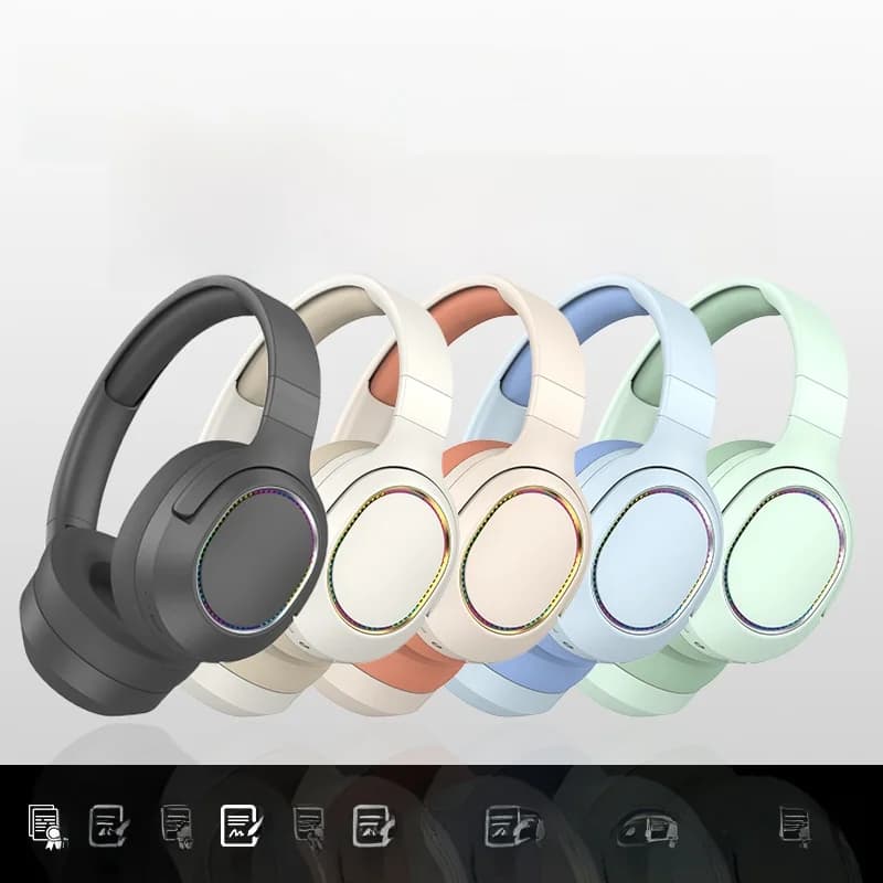 Bezdrátová sluchátka Bluetooth s LED světly a FM rádiem