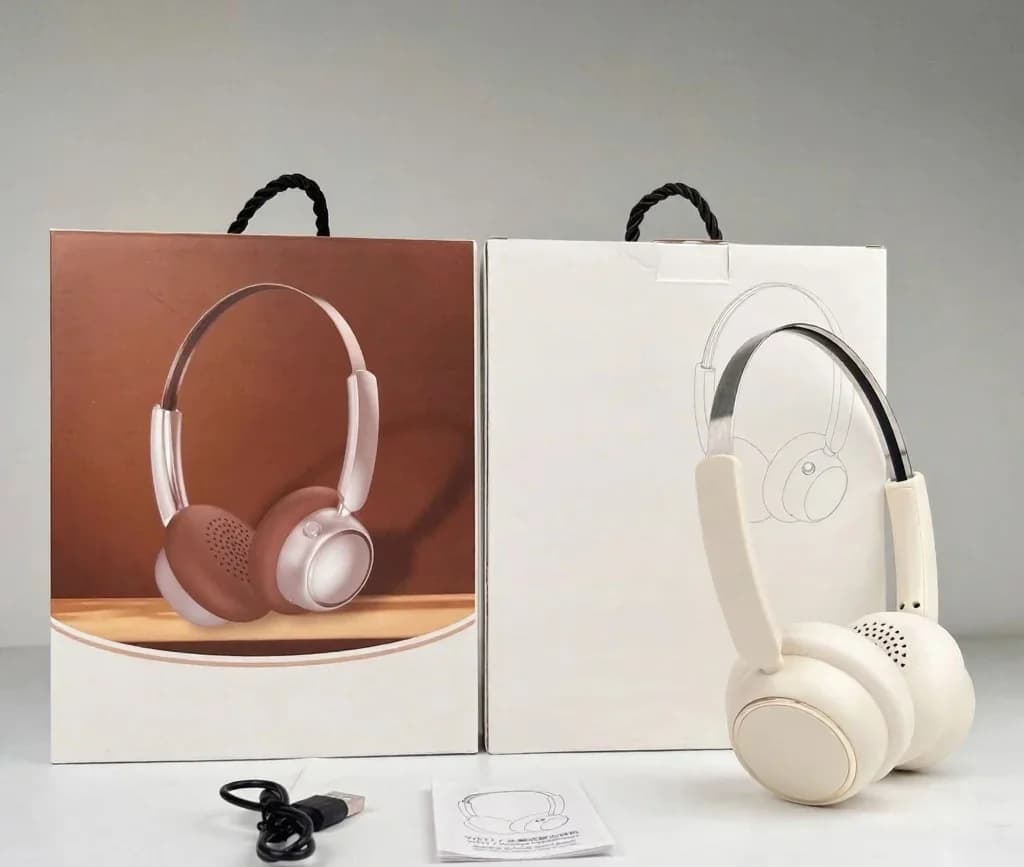 Retro bezdrátová sluchátka přes uši s FM rádiem a Bluetooth 5.4