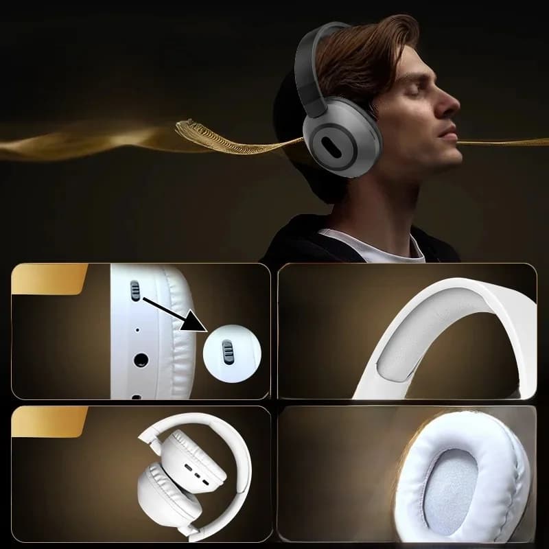 Bezdrátová Bluetooth sluchátka přes uši s dlouhou výdrží baterie