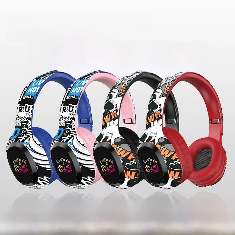 Bezdrátová sluchátka přes uši se slotem na TF kartu a Bluetooth