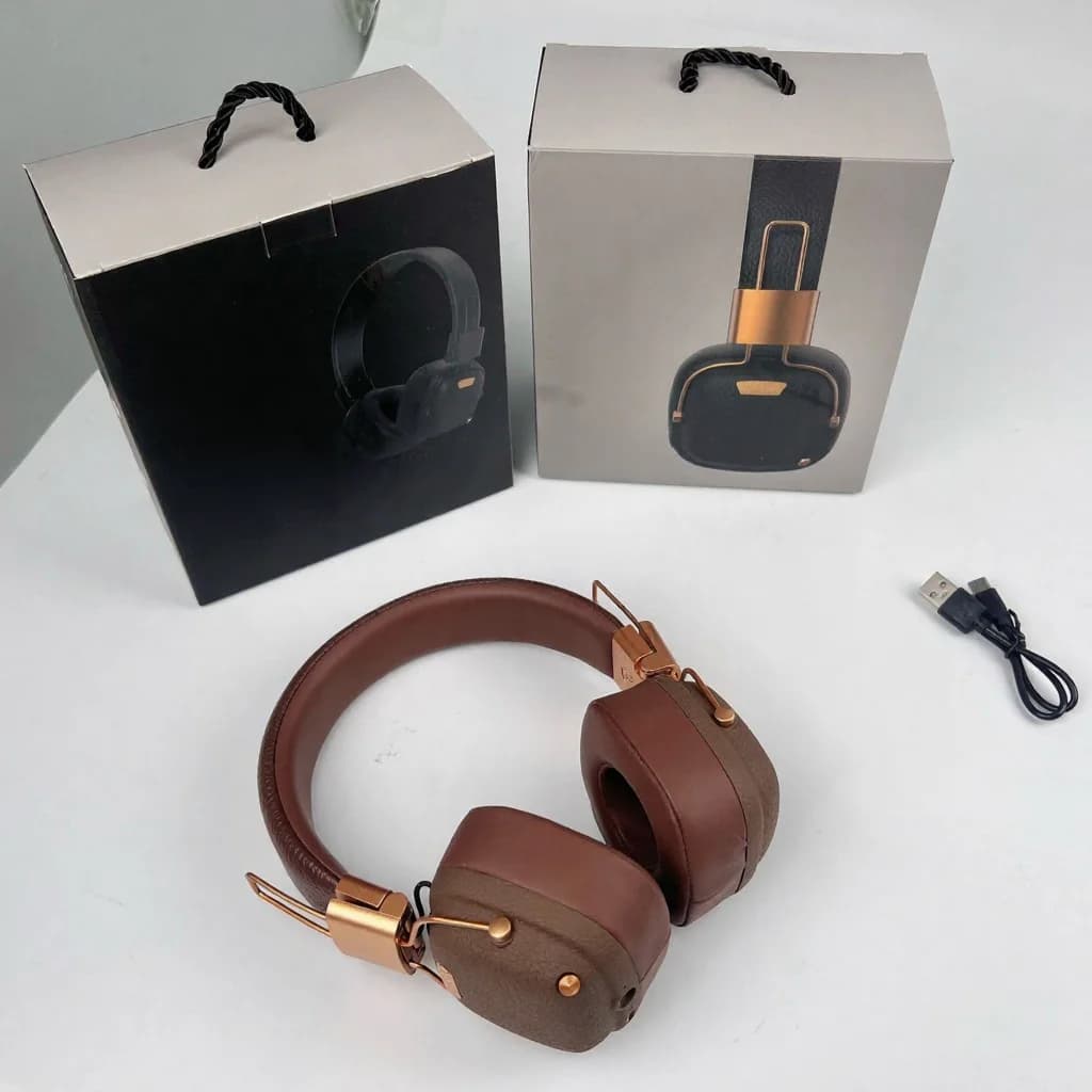 Retro náhlavní Bluetooth sluchátka s EQ režimy a skládacím designem