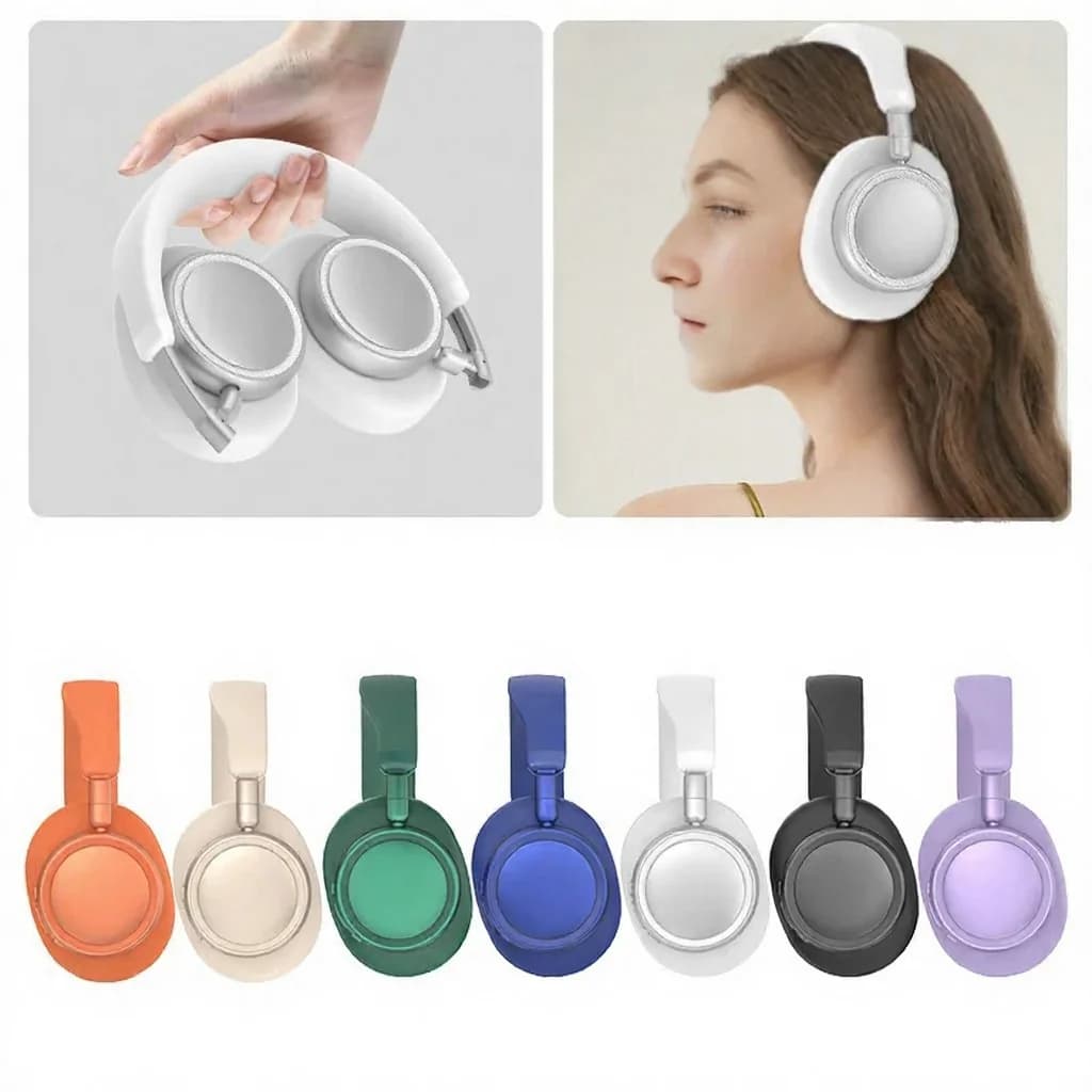 Bezdrátová Bluetooth sluchátka přes uši s hlubokými basy a nabíjením Type-C
