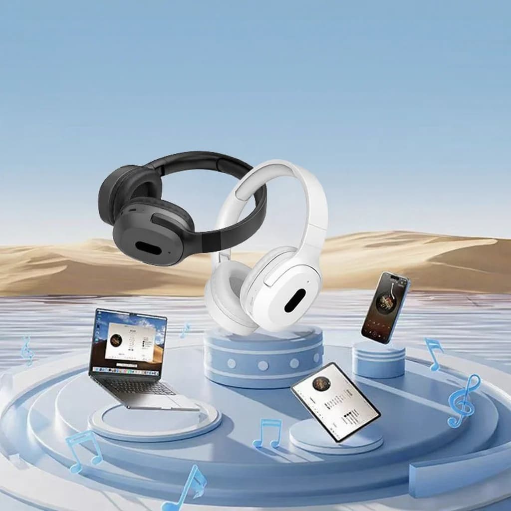 Bezdrátová Bluetooth sluchátka přes uši Type-C stereo hudba