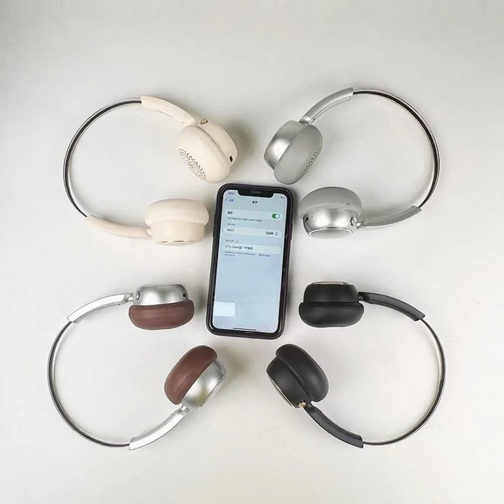 Retro bezdrátová sluchátka přes uši s FM rádiem a Bluetooth 5.4