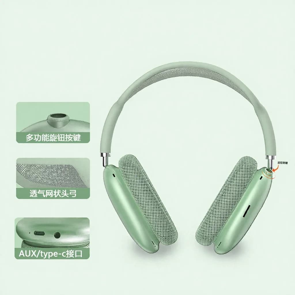 Sluchátka přes uši Bluetooth 5.4 s otočným knoflíkem a FM rádiem