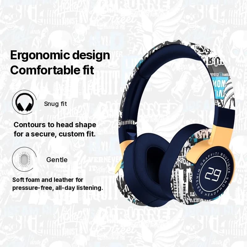 Bezdrátová náhlavní Bluetooth sluchátka s FM rádiem a hlubokými basy