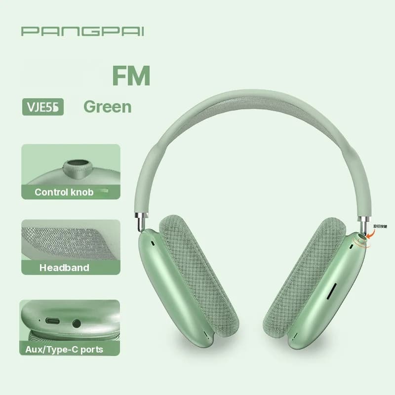 Sluchátka přes uši Bluetooth 5.4 s otočným knoflíkem a FM rádiem