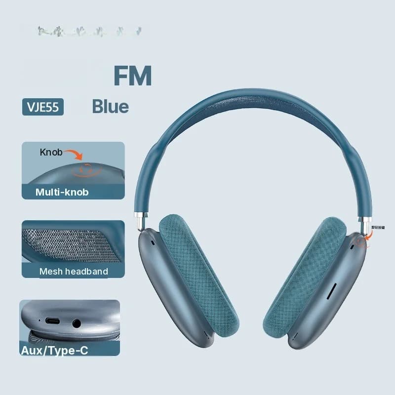 Sluchátka přes uši Bluetooth 5.4 s otočným knoflíkem a FM rádiem