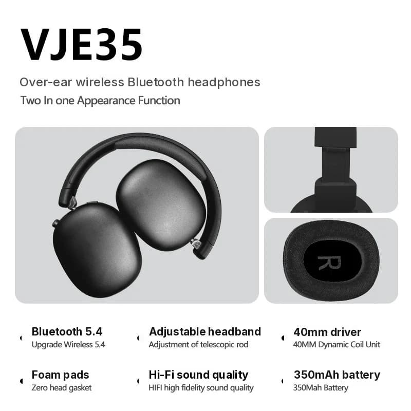 Bezdrátová Bluetooth sluchátka přes uši s FM rádiem a slotem na TF kartu