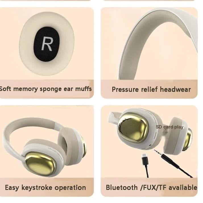 Bezdrátová sluchátka přes uši s Bluetooth 5.3 a dlouhou výdrží