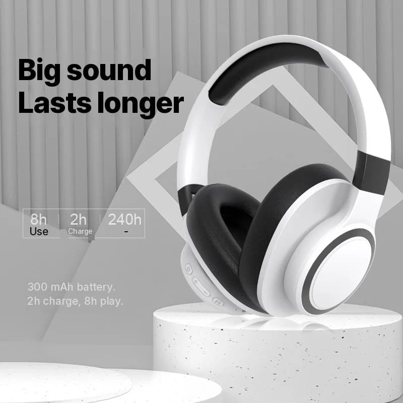Bezdrátová Bluetooth sluchátka přes uši s FM rádiem a slotem na TF kartu