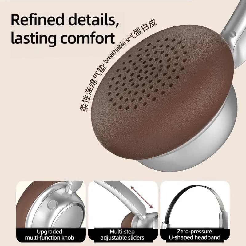 Retro bezdrátová sluchátka Bluetooth s kovovou čelenkou a dlouhou výdrží
