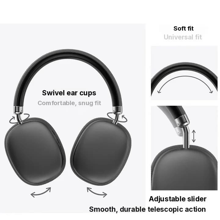 Bezdrátová Bluetooth sluchátka přes uši s hlubokými basy a nabíjením Type-C