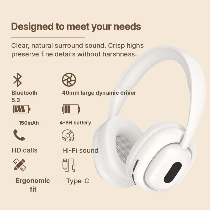 Sluchátka přes uši Bluetooth s FM rádiem a slotem na TF kartu