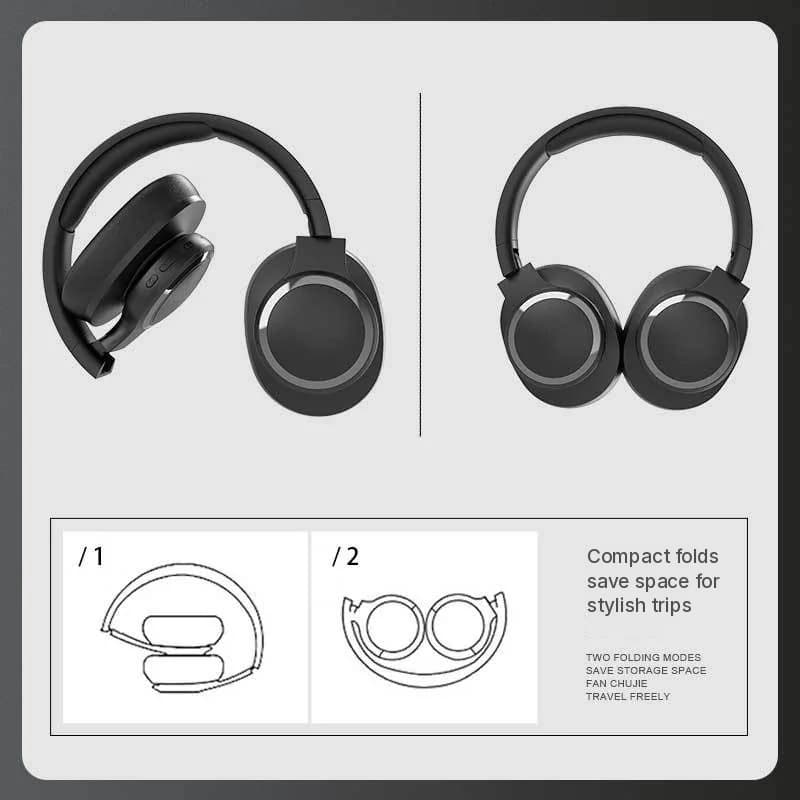 Bezdrátová Bluetooth sluchátka přes uši s FM rádiem a slotem na TF kartu