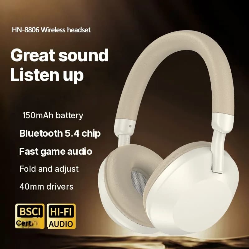 Bezdrátová sluchátka přes uši s FM rádiem a Bluetooth 5.4