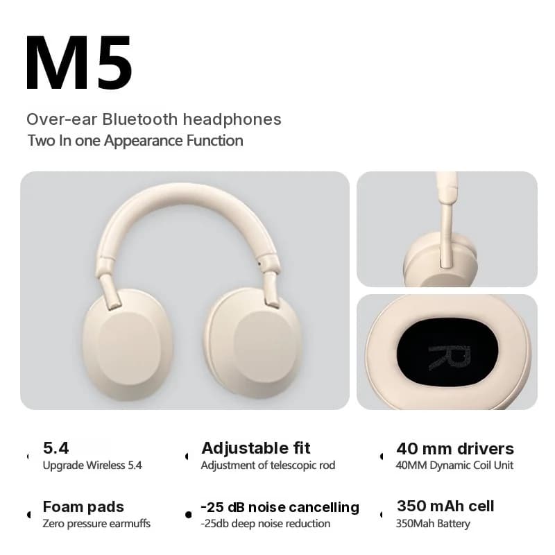ANC Bezdrátová Bluetooth sluchátka přes uši s aktivním potlačením hluku