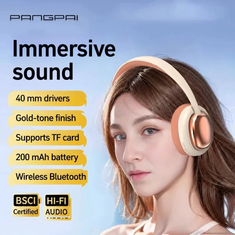 Bezdrátová sluchátka přes uši s Bluetooth, mikrofonem a 40mm měniči