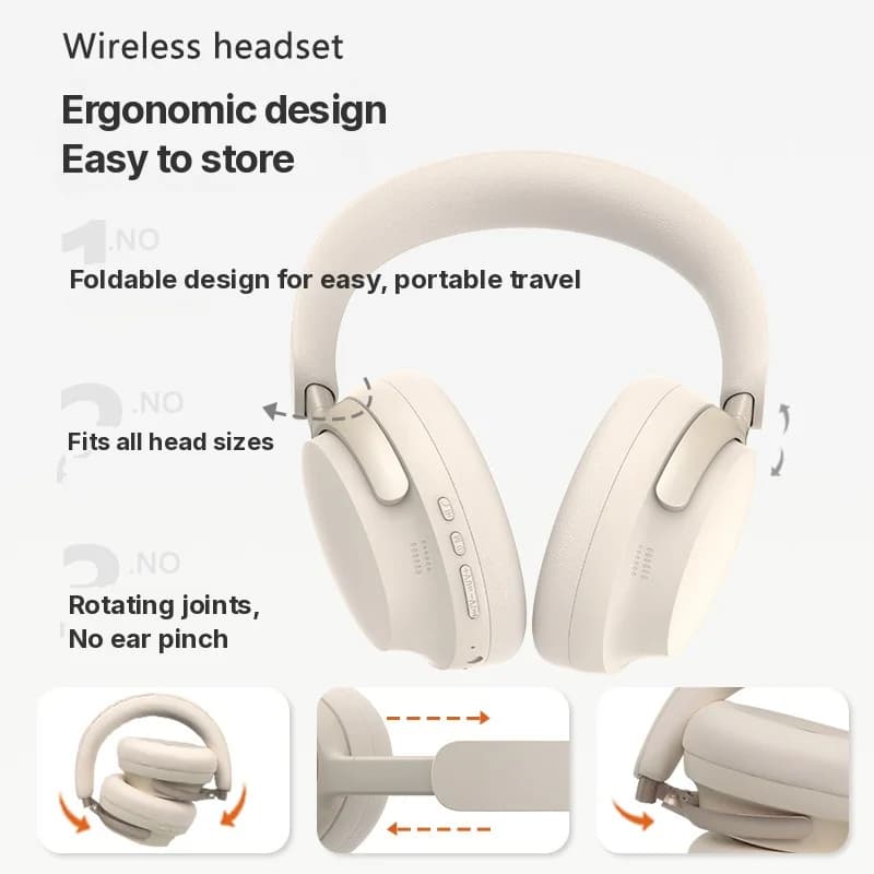 Bezdrátová Bluetooth sluchátka přes uši s nabíjením Type-C a stereo zvukem