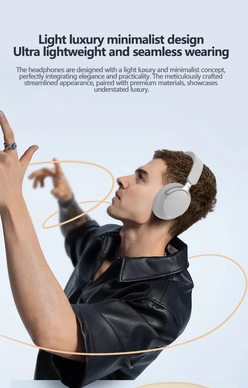 Bezdrátová Bluetooth sluchátka přes uši s 3D stereo zvukem a dlouhou výdrží