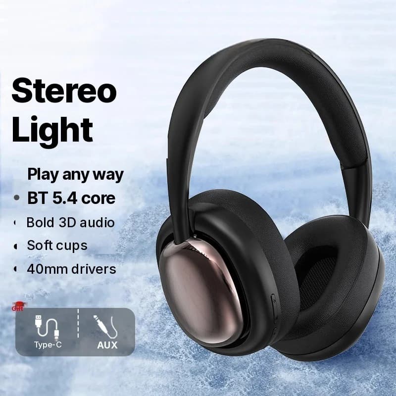 Bezdrátová sluchátka přes uši s Bluetooth, mikrofonem a 40mm měniči