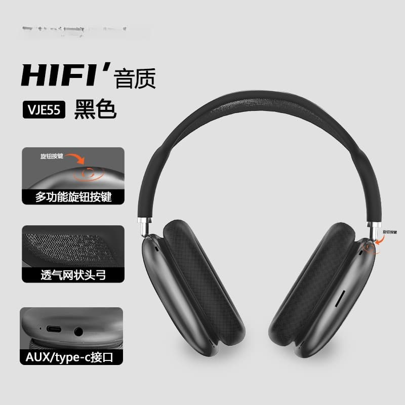 Sluchátka přes uši Bluetooth 5.4 s otočným knoflíkem a FM rádiem