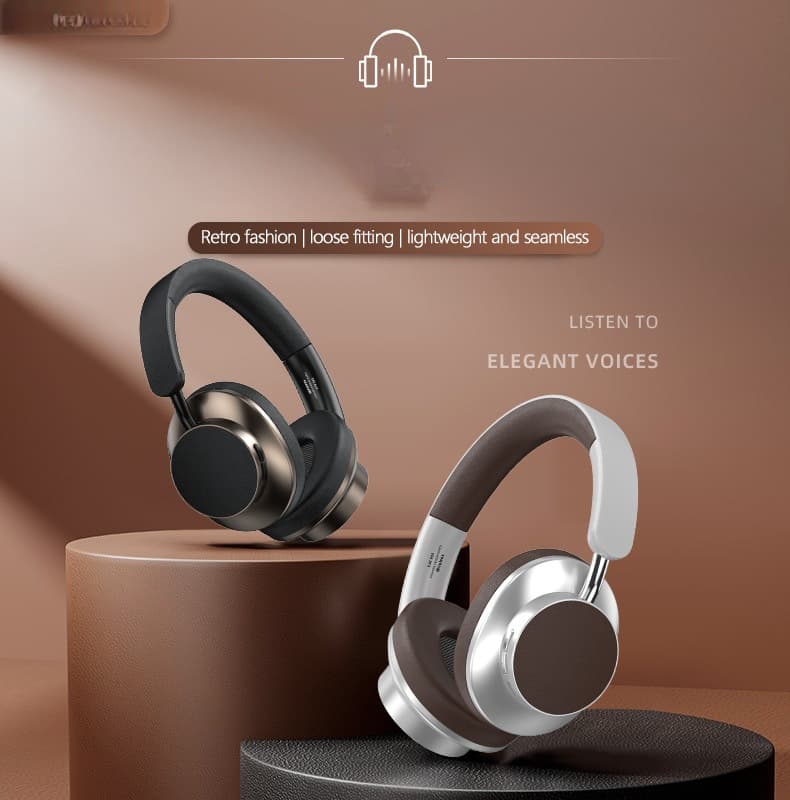 Retro sluchátka přes uši Bluetooth s FM rádiem a slotem na TF kartu
